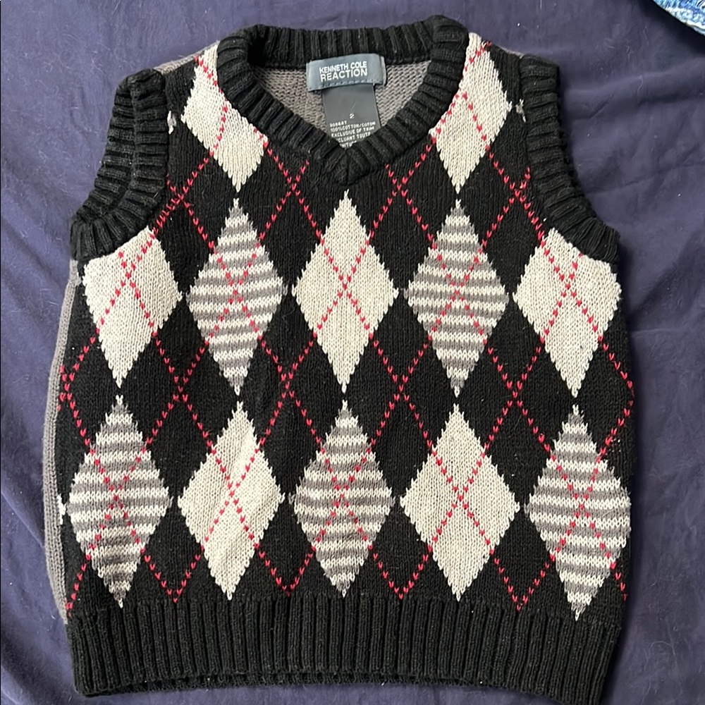 Kenneth Cole Reaction Toddler Black Argyle Sweater Vest